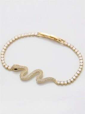Snake Tennis Bracelet 14k Gold Plated | Luxury Jewelry